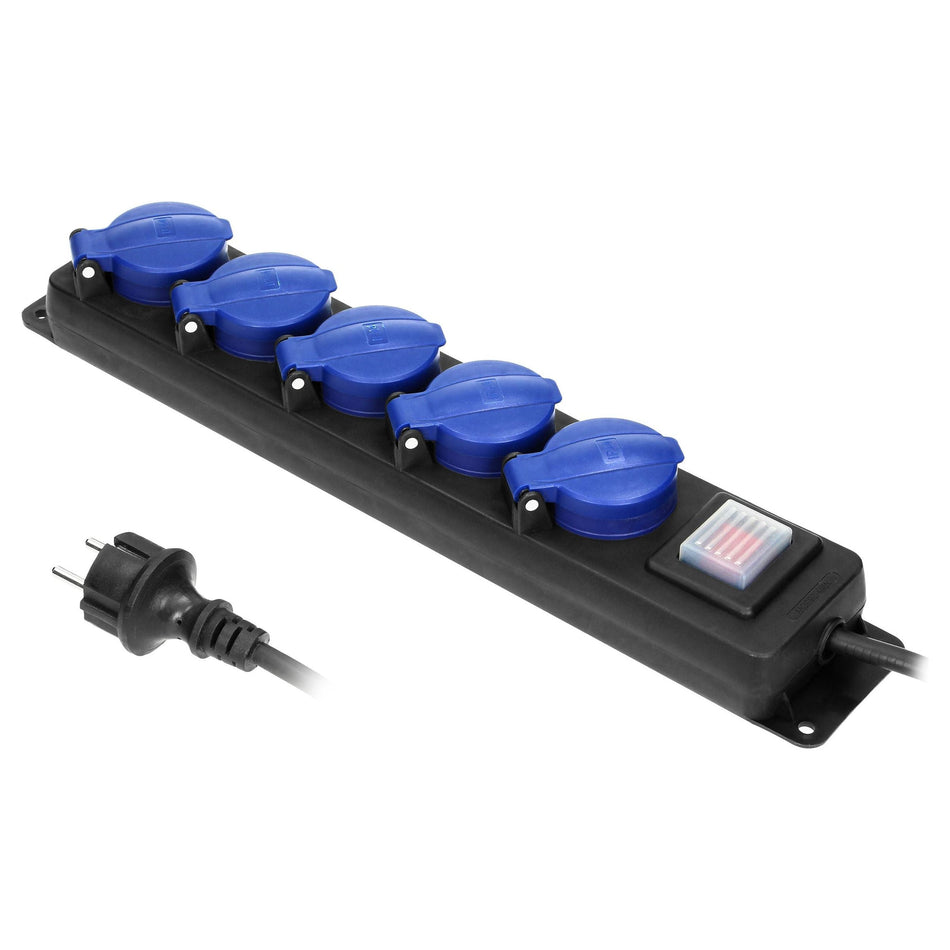 Orno OR-AE-13159(GS) Steckdosenleiste 5-fach mit Schalter und 5m Zuleitung für Außen IP44