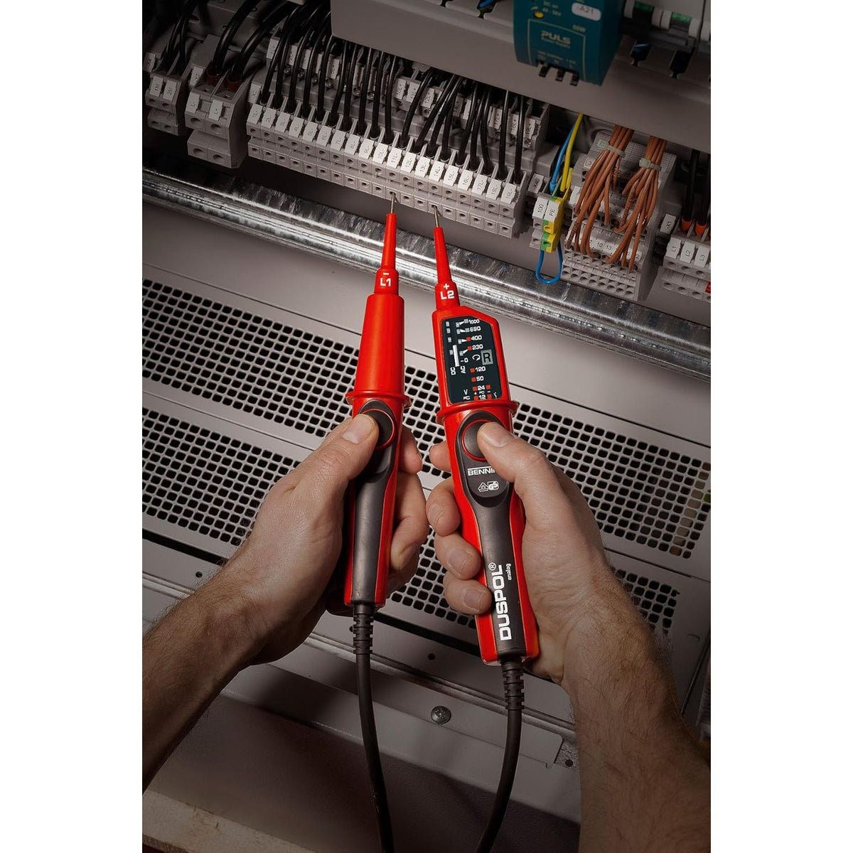 BENNING DUSPOL analoger Spannungsprüfer – 12 V bis 1000 V AC/DC – 2-polig