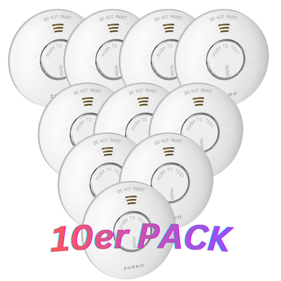 10x Orno Rauchwarnmelder mit 10-Jahres-Batterie