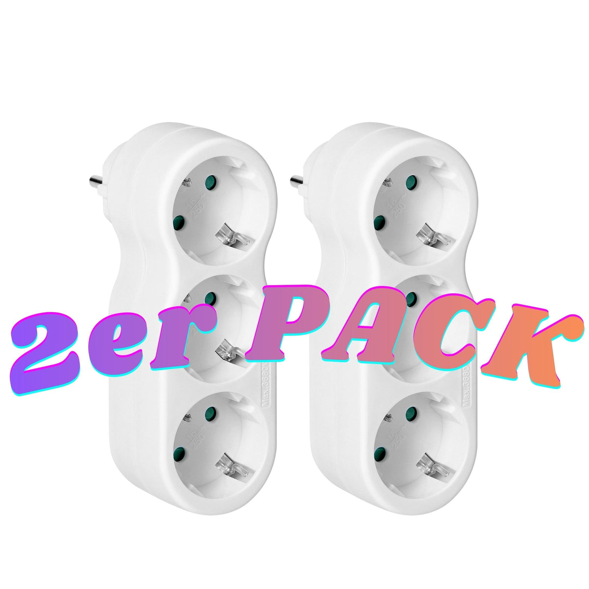 2er SET 3-Fach Mehrfachstecker Steckdosenadapter