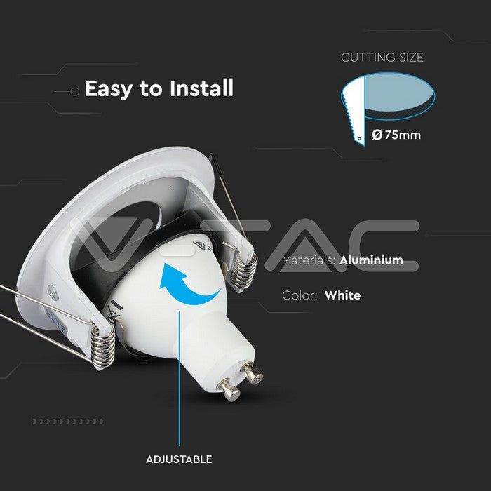 V-Tac VT-785RD Deckeneinbaustrahler weiß IP20 | Ø 75 mm