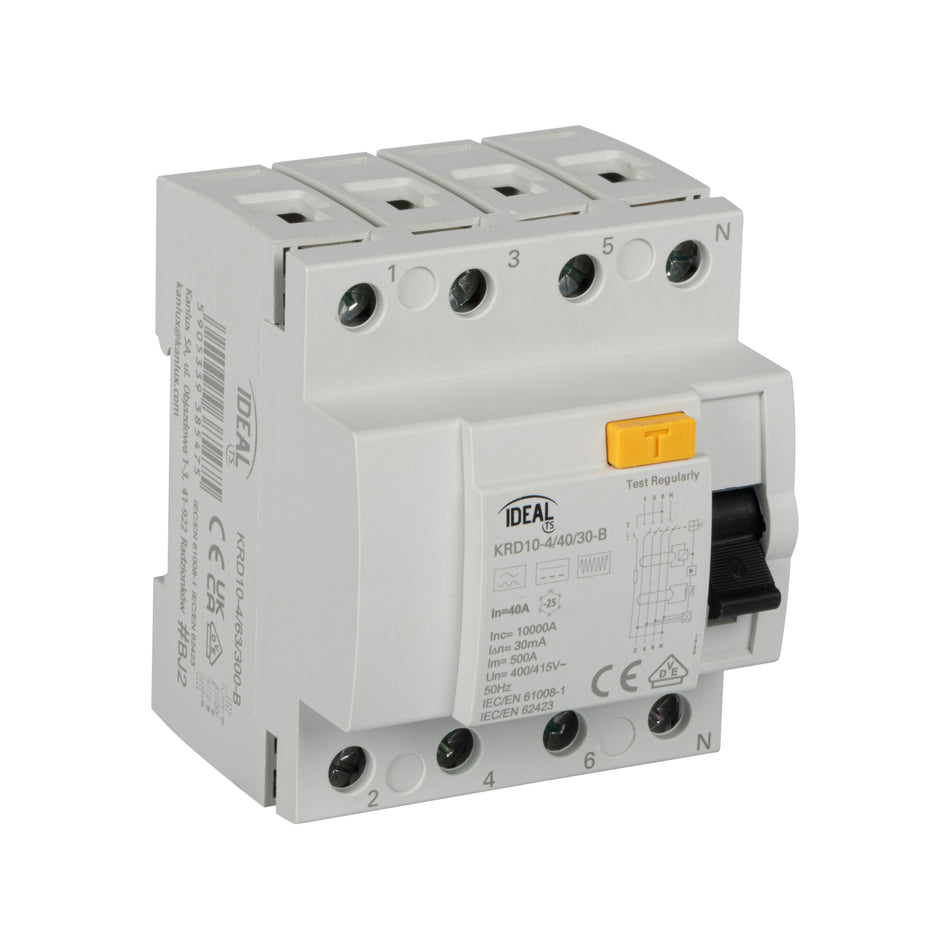 Kanlux KRD10-4/40/30-B FI-Schutzschalter 4-polig Typ B, 30mA, 40A