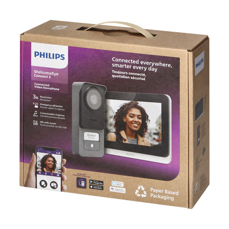 Philips WelcomeEye Connect 3 – Premium Video-Türsprechanlage mit 3K-Kamera, Wi-Fi & RFID