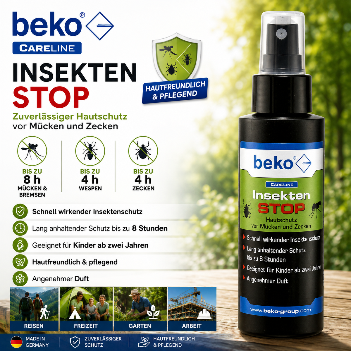 Beko CAREline Insekten-STOP – Hautschutz vor Mücken, Bremsen, Wespen & Zecken