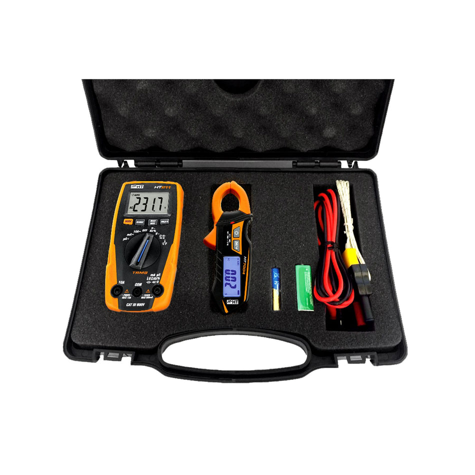 HT e-KIT Messgeräteset im Koffer – Digitales TRMS Multimeter & Stromzange