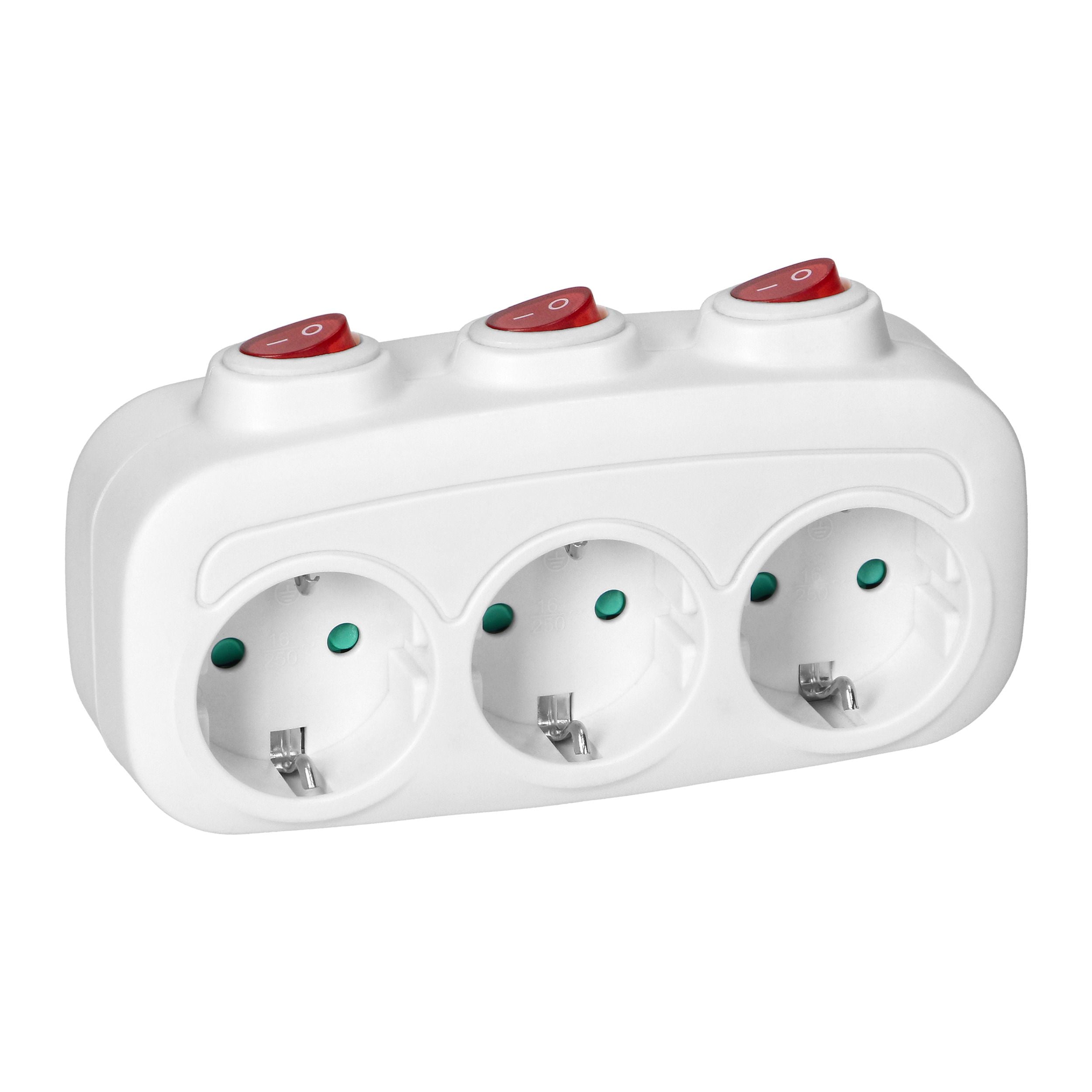 3-Fach Mehrfachstecker Steckdosenadapter Steckdosenverteiler einzeln ein/aus