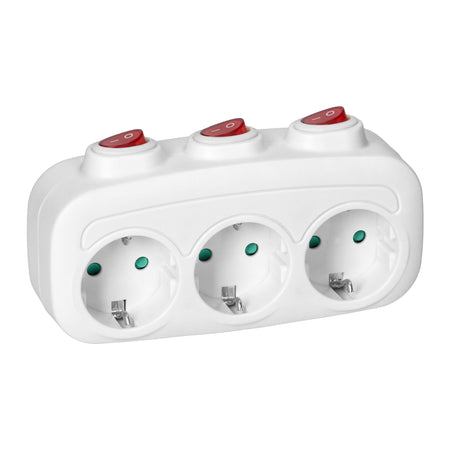 3-Fach Mehrfachstecker Steckdosenadapter Steckdosenverteiler einzeln ein/aus