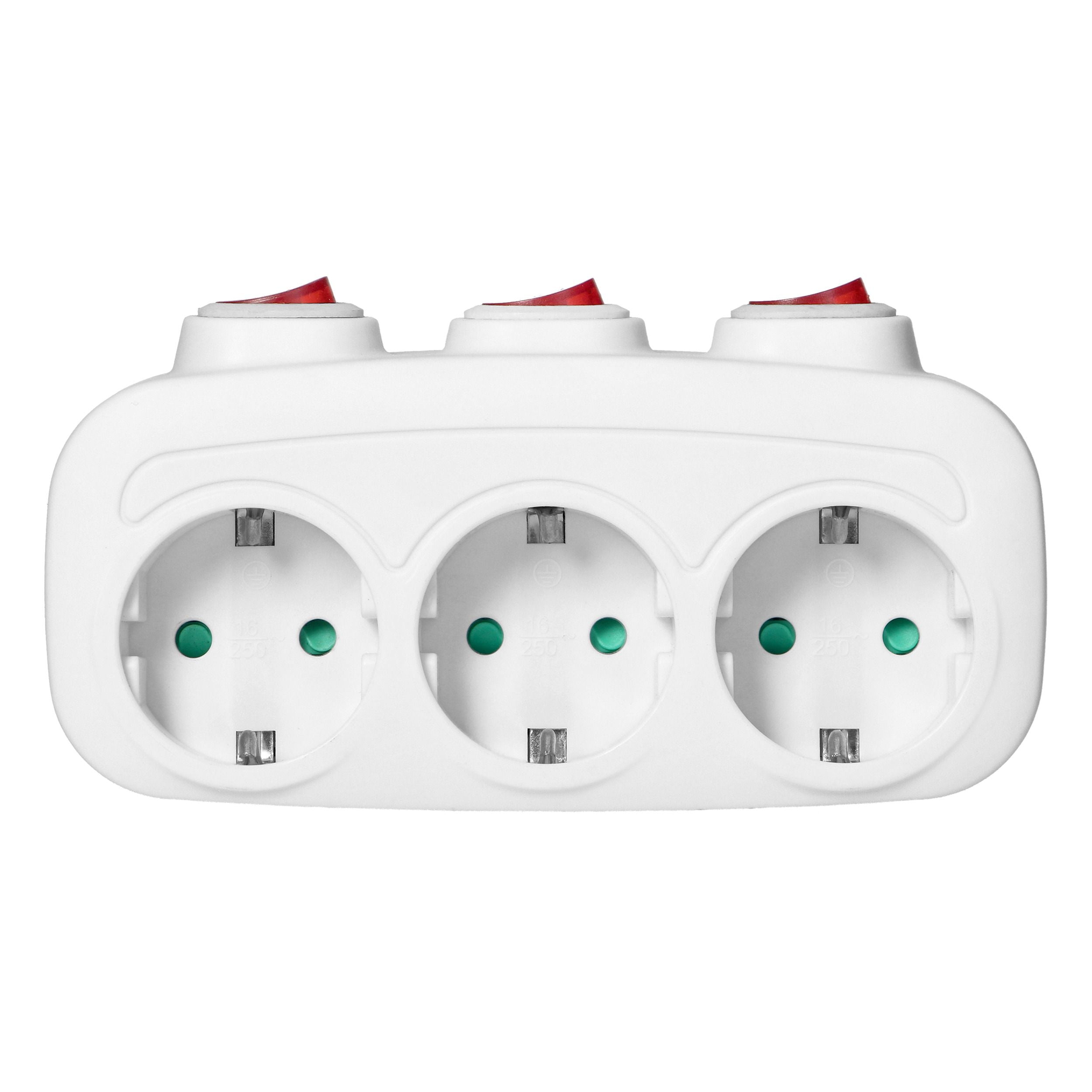 3-Fach Mehrfachstecker Steckdosenadapter Steckdosenverteiler einzeln ein/aus