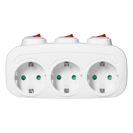 3-Fach Mehrfachstecker Steckdosenadapter Steckdosenverteiler einzeln ein/aus