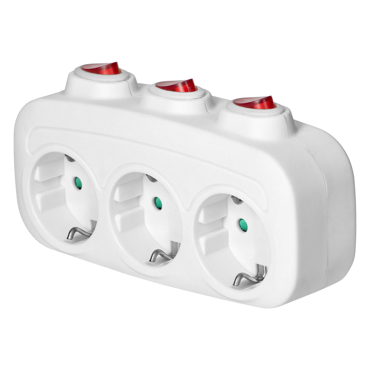 3-Fach Mehrfachstecker Steckdosenadapter Steckdosenverteiler einzeln ein/aus