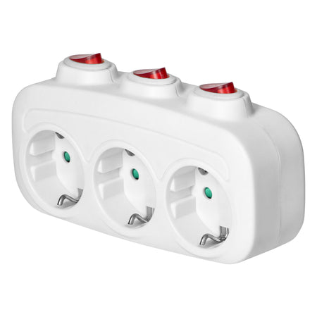 3-Fach Mehrfachstecker Steckdosenadapter Steckdosenverteiler einzeln ein/aus