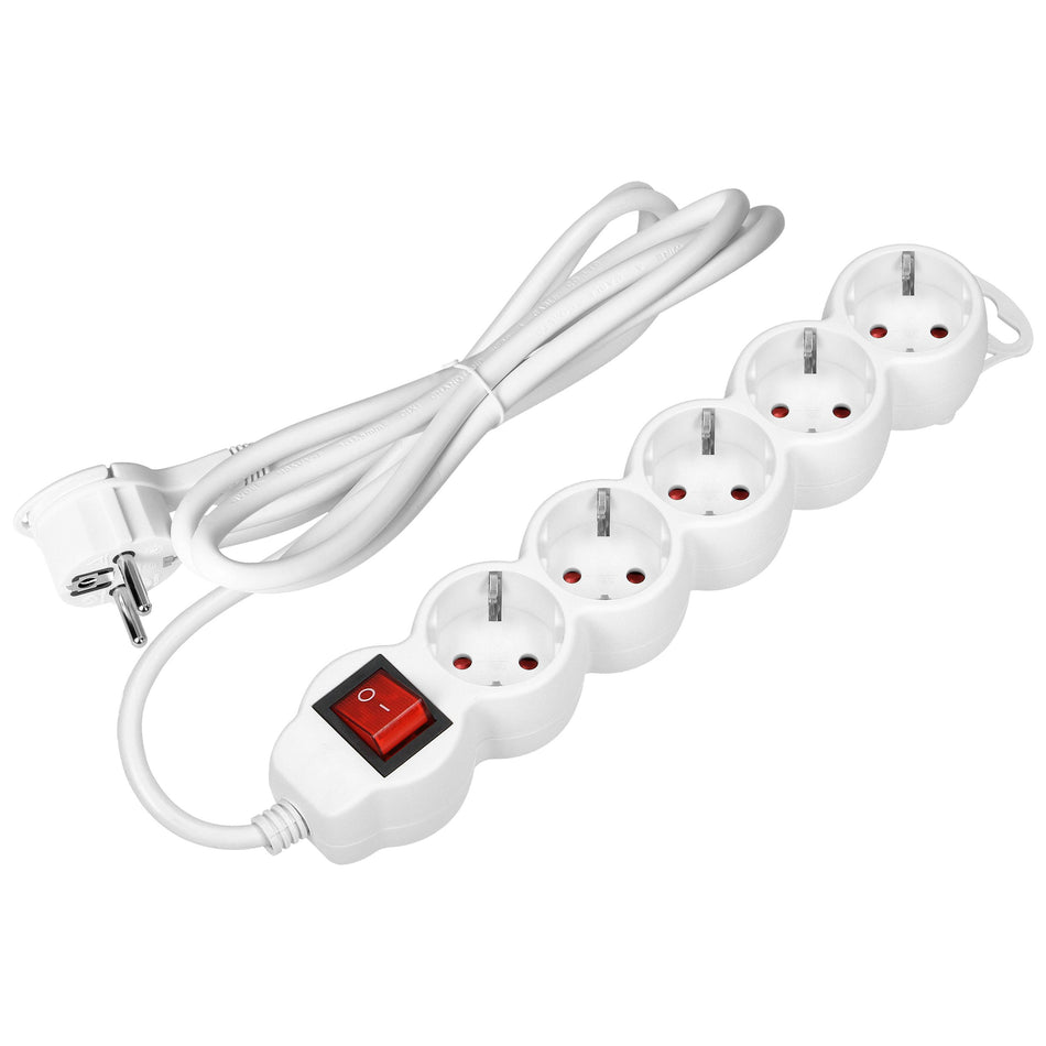 Orno 5-fach Steckdosenleiste mit Schalter und 1,5m Kabel – 3680W max.