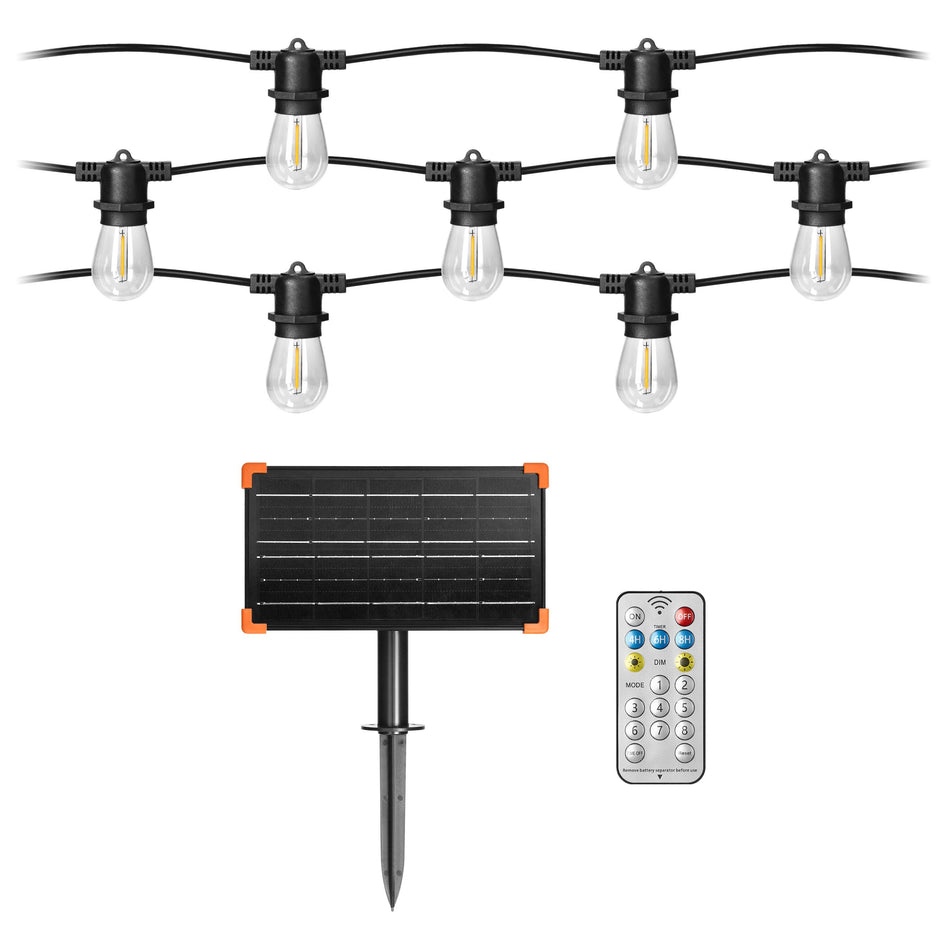 Orno Solar LED-Lichterkette 15m, 8 Modi, warmweiß, IP44 outdoor