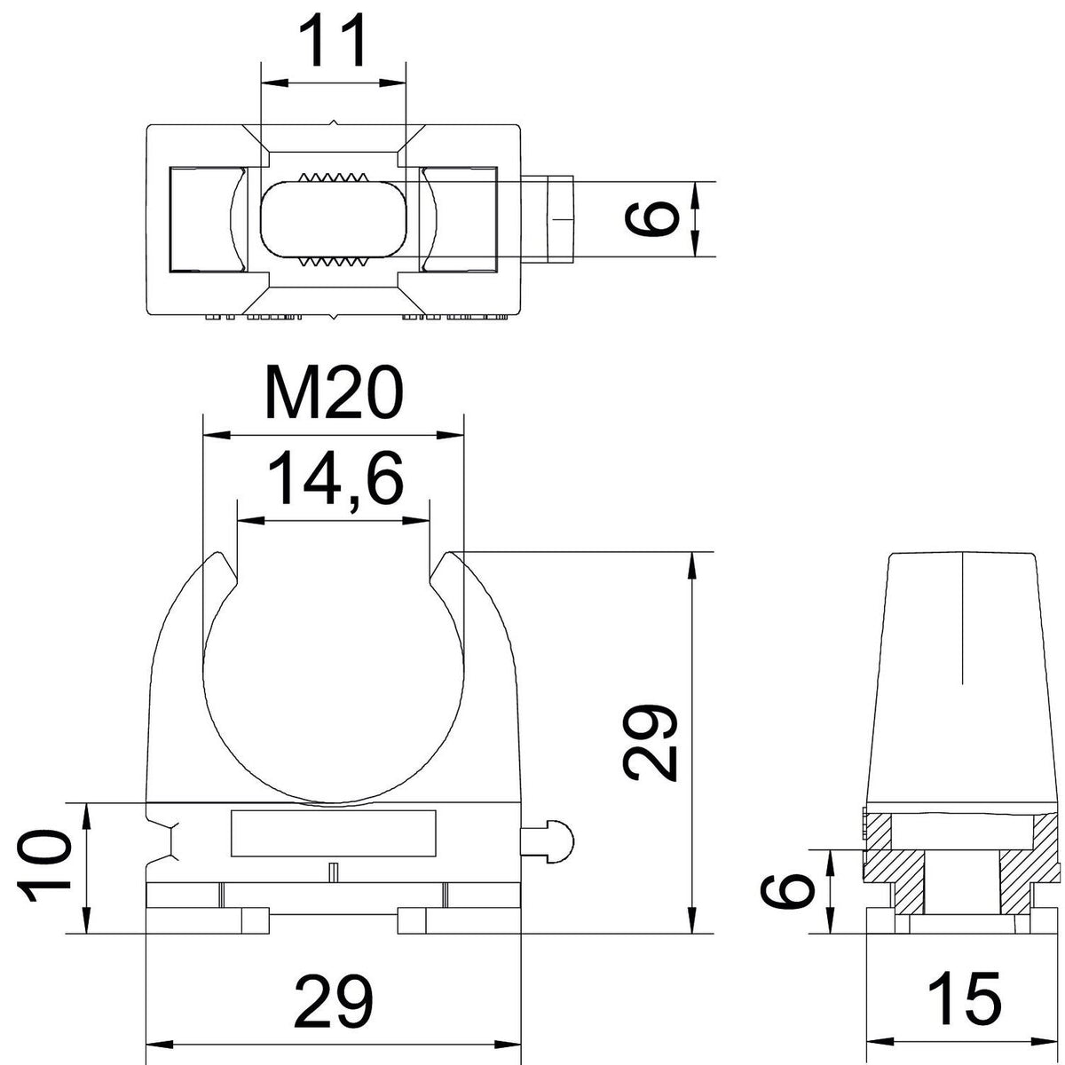 Klemmschelle M20 grau für Installationsrohr 