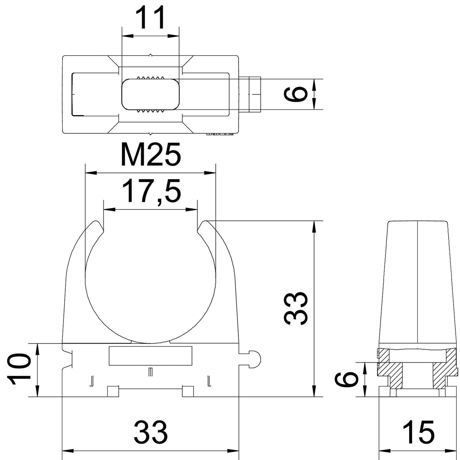 Klemmschelle M25 grau für Installationsrohr