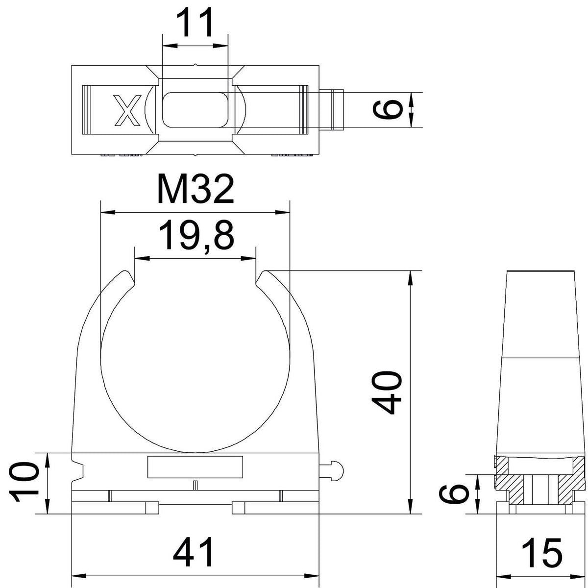 Klemmschelle M32 grau für Installationsrohr