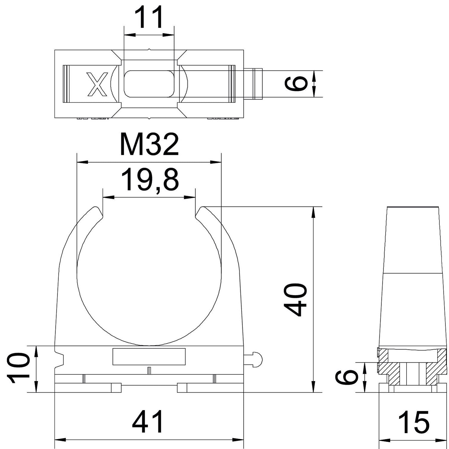 Klemmschelle M32 grau für Installationsrohr