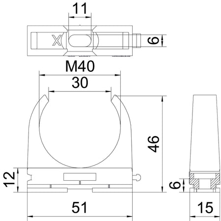 Klemmschelle M40 grau für Installationsrohr