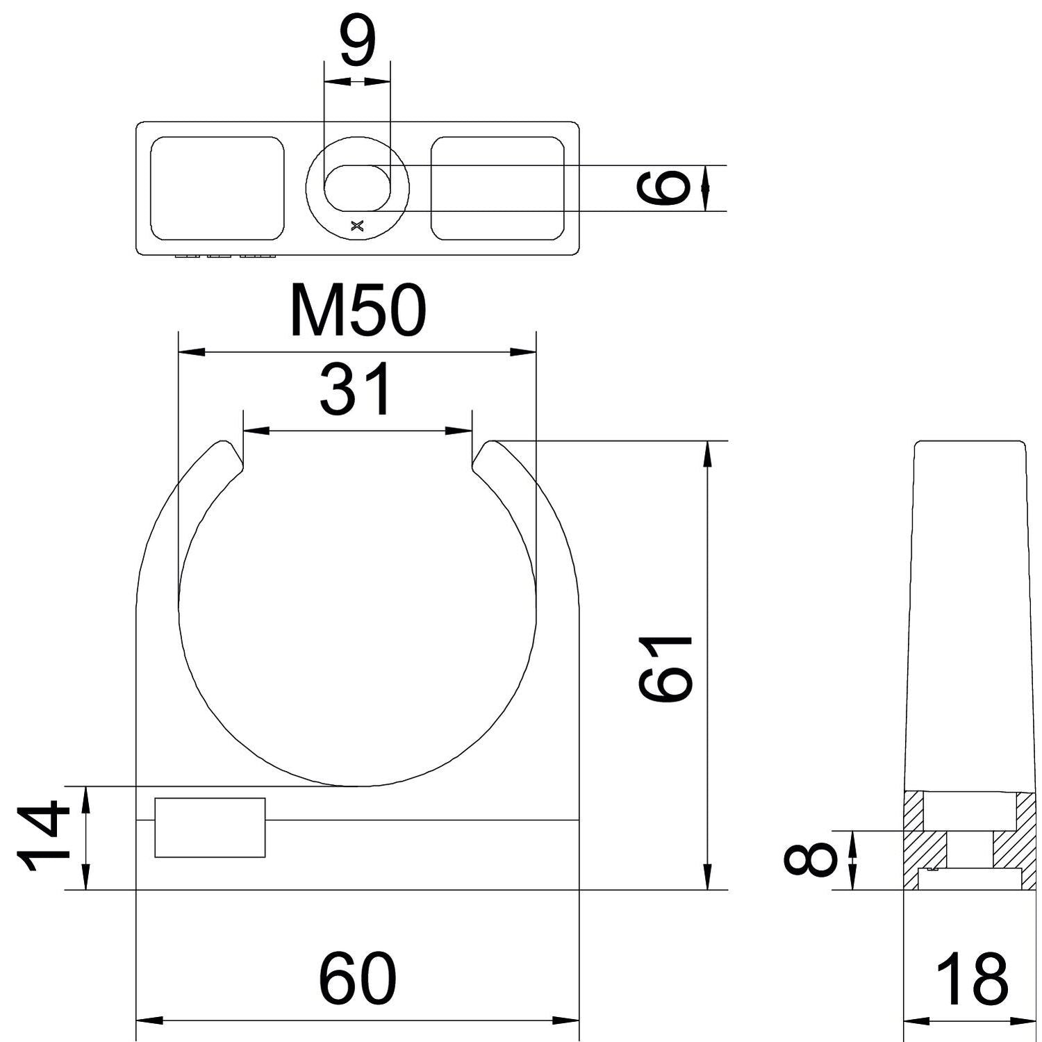 Klemmschelle M50 für Installationsrohr grau