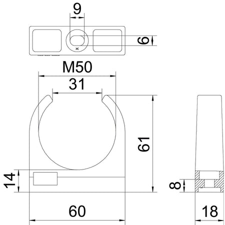 Klemmschelle M50 für Installationsrohr grau