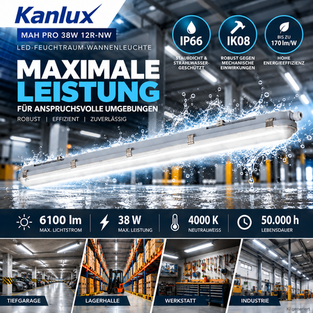 Kanlux MAH PRO LED Feuchtraumleuchte 120 cm 38W IP66