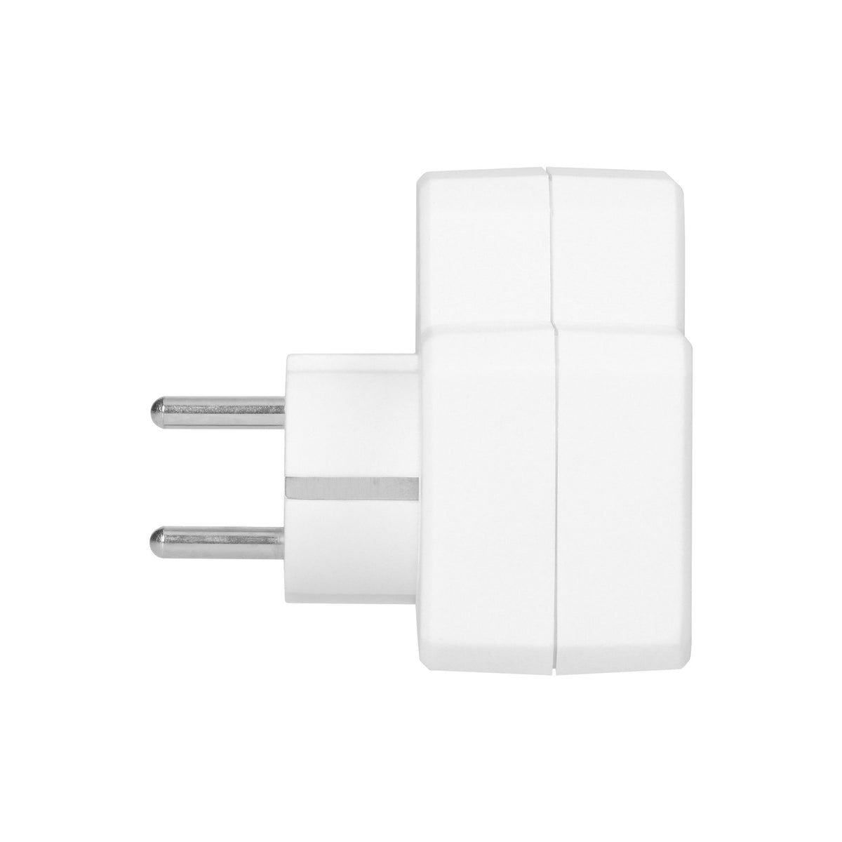 Steckdosenadapter mit zentralem beleuchtetem Schalter