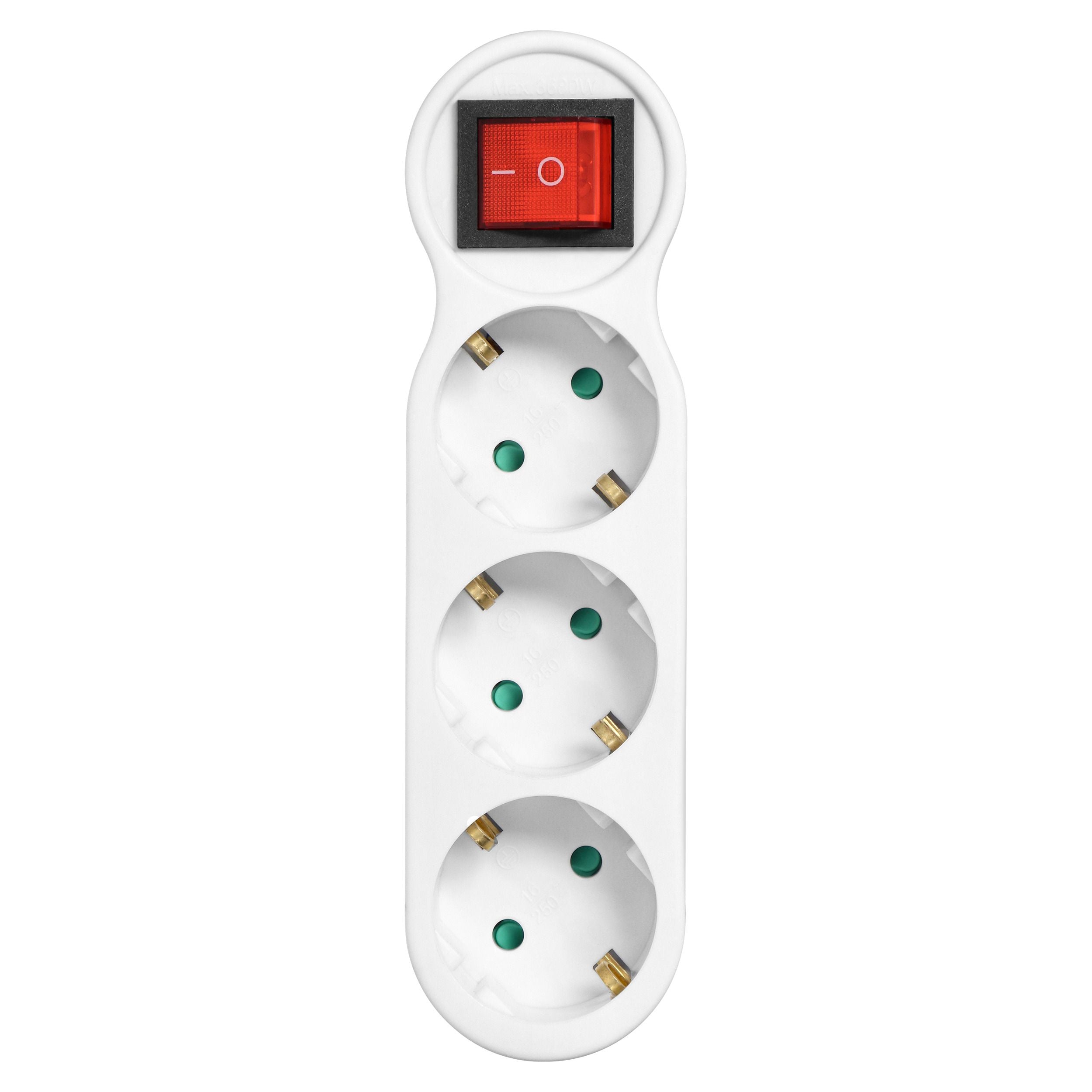 3-Fach Mehrfachstecker Steckdosenadapter mit Schalter