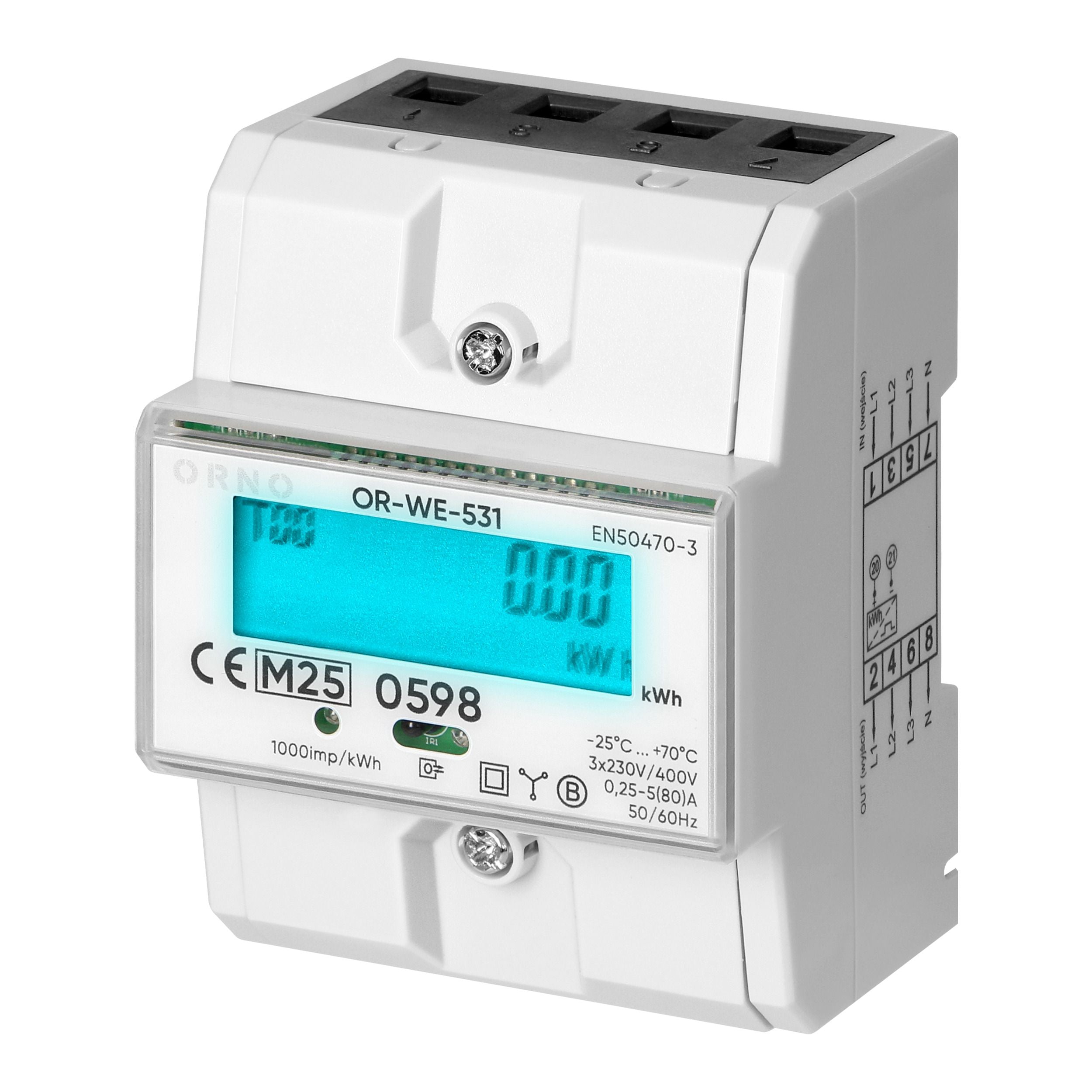 Orno OR-WE-531 LCD digitaler Drehstromzähler