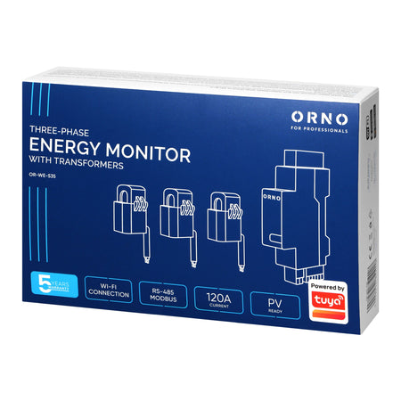 Orno WLAN 3-Phasen Energiemonitor Tuya Smart – 120A – DIN-Schiene – inkl. 3 Stromwandler