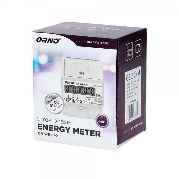 Orno OR-WE-520 LCD digitaler Drehstromzähler mit MID Zertifikat, 3-phasig