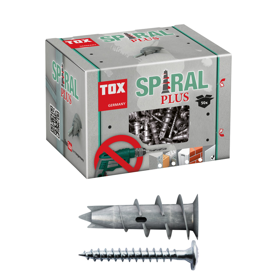 (0,2538€/St.) TOX 068101021 Gipskartondübel Spiral Plus 37-2 + Schraube 50 St.