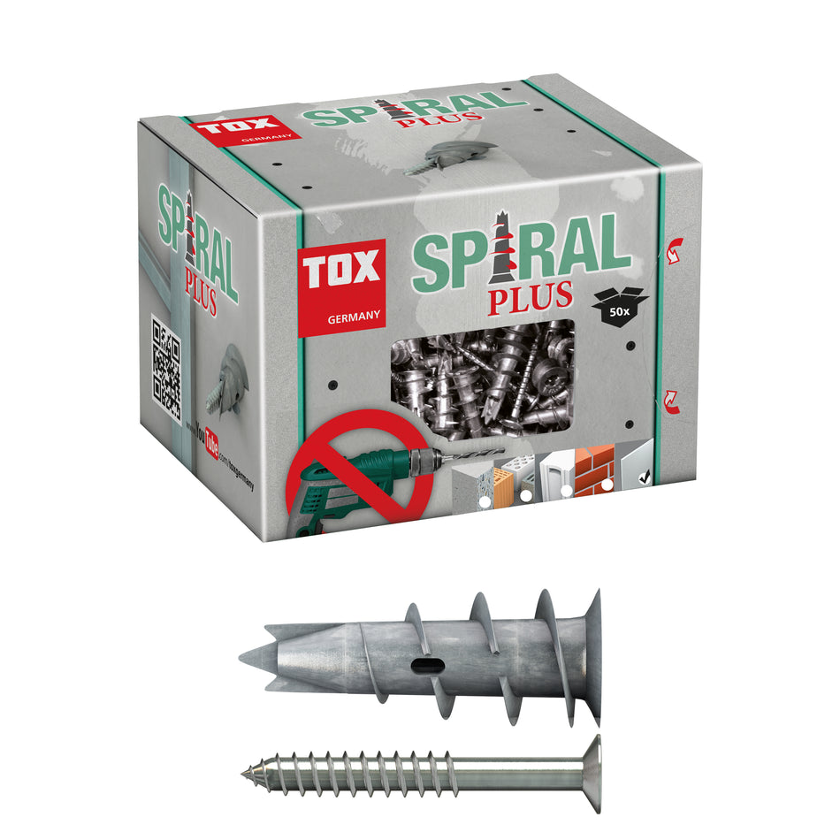 (0,2598€/St.) TOX 068101041 Gipskartondübel Spiral Plus 37-4 + Schraube 50 St.