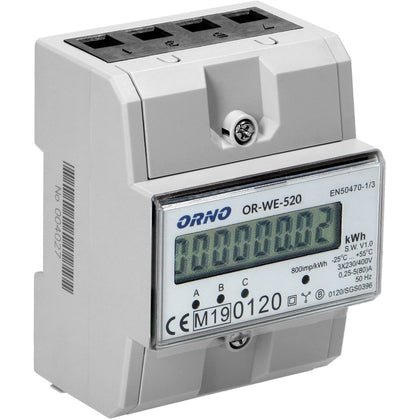 Orno OR-WE-520 LCD digitaler Drehstromzähler mit MID Zertifikat, 3-phasig - elektro-theke