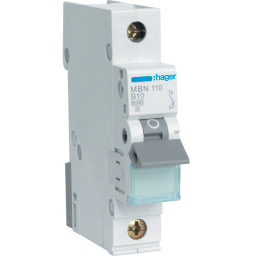 Hager MBN110 Leitungsschutzschalter 1-polig, Typ B 10A, 6kA, 230/400V