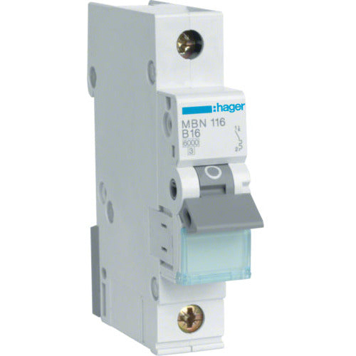 Hager MBN116 Leitungsschutzschalter 1-polig, Typ B 16A, 6kA, 230/400V